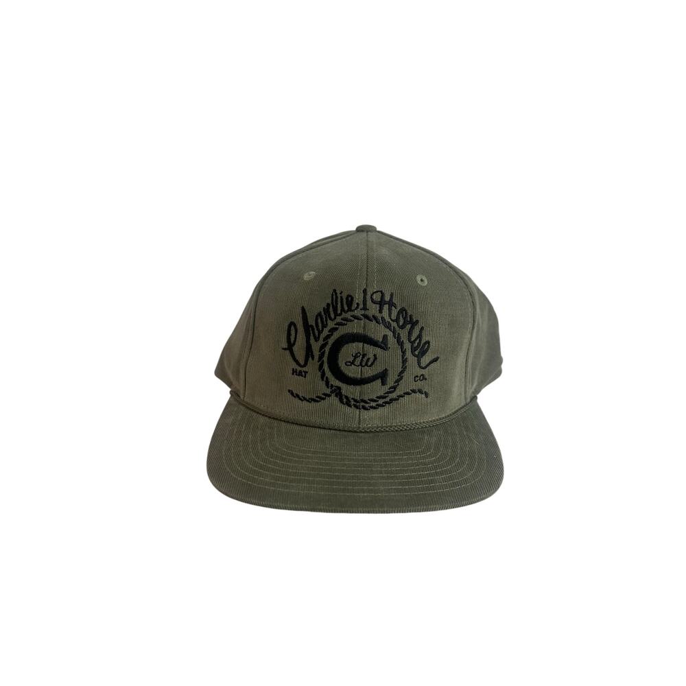Charlie Horse NWT Lucky Corduroy Hat Richardson Snapback Green Black
